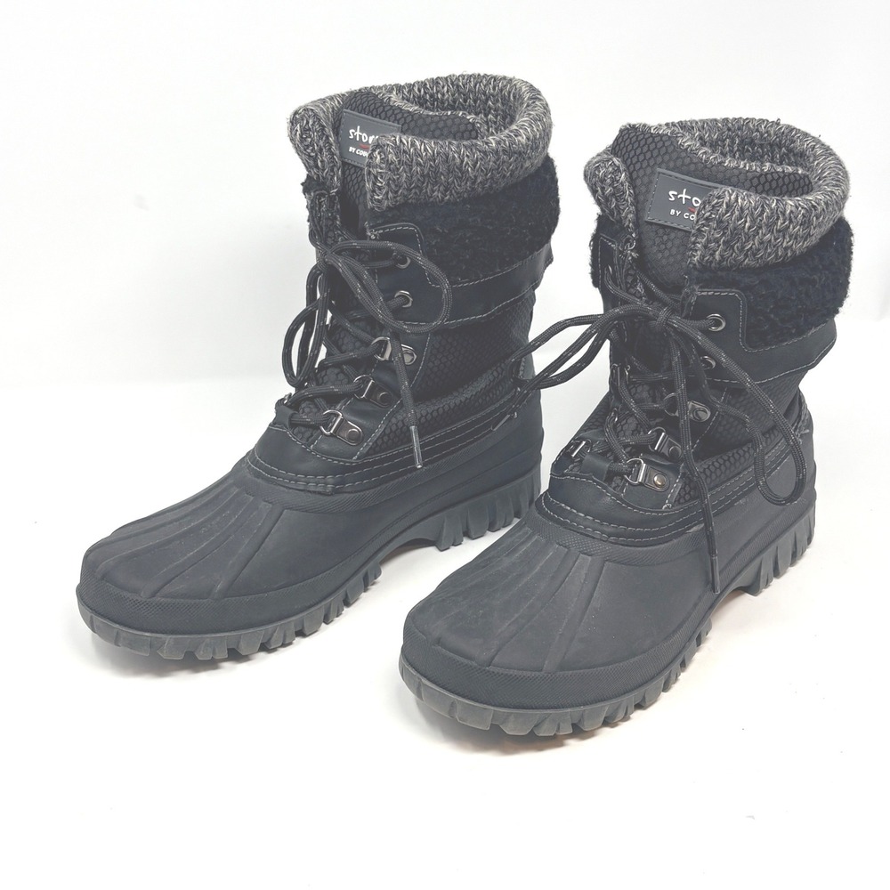 Storm by Cougar Creek Womens Black Size 10 Winter Duck Boots Knit Collar Lace up